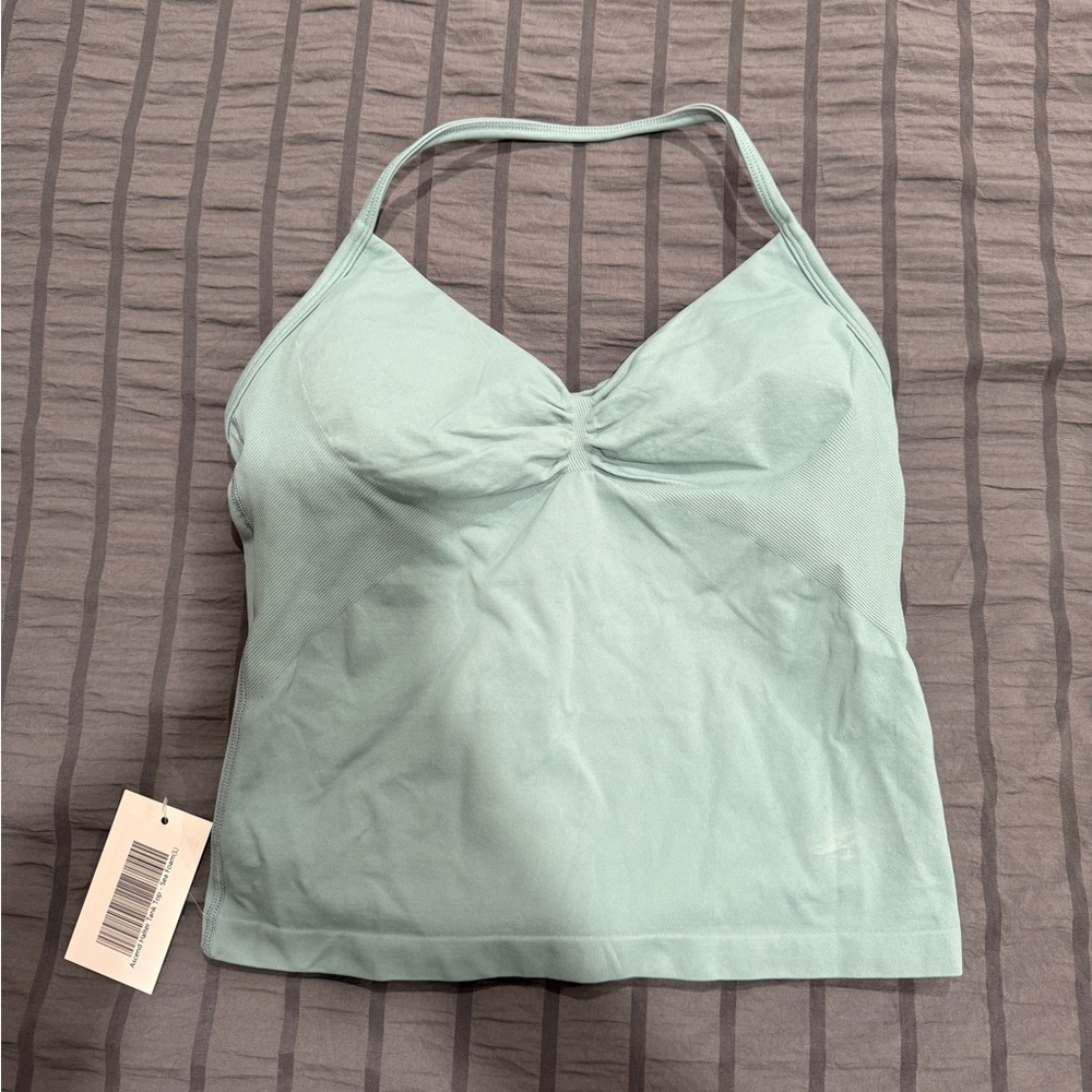Green Ruched Fitted Tank Top